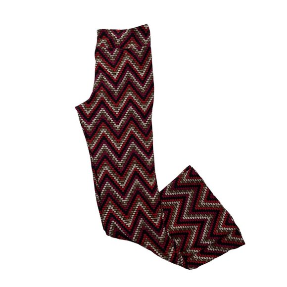 Womens Bell Bolttom Leggings Juniors XL Stretch Knit  Pants Geometric u Bricks B - Picture 7 of 8